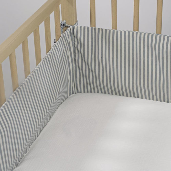 Protetor para Berço de 120x60cm Walking Mum Praliné Vichy/Strips Matcha