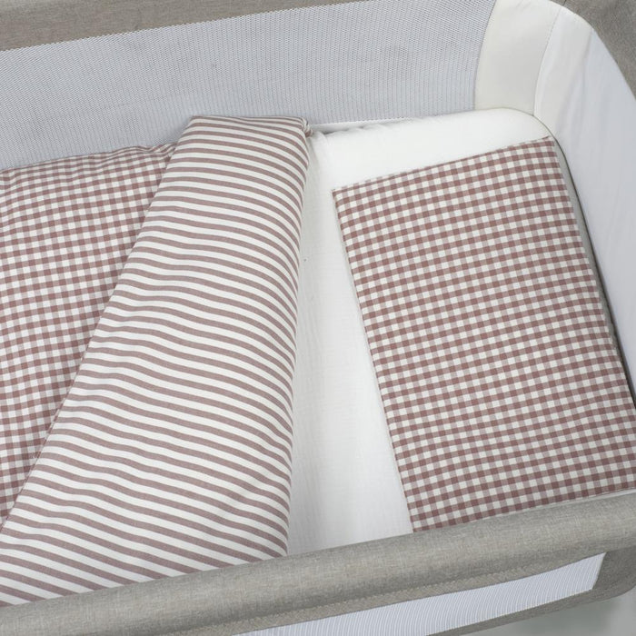 Conjunto de 3 Peças para Berço 90x50cm Walking Mum Vichy/Strips Moka