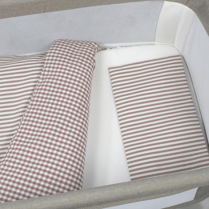 Conjunto de 3 Peças para Berço 90x50cm Walking Mum Vichy/Strips Moka