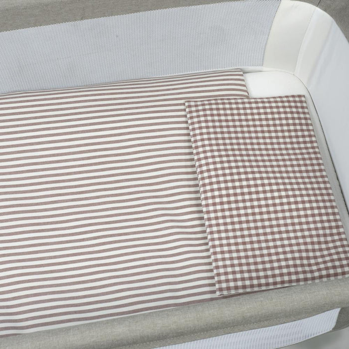 Conjunto de 3 Peças para Berço 90x50cm Walking Mum Vichy/Strips Moka