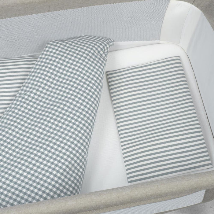 Conjunto de 3 Peças para Berço 90x50cm Walking Mum Vichy/Strips Matcha