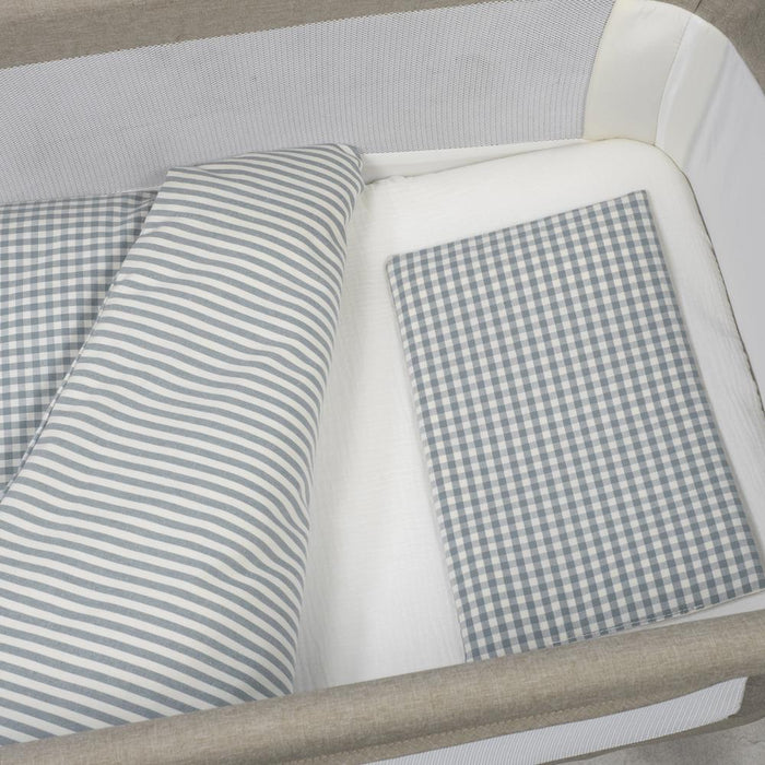 Conjunto de 3 Peças para Berço 90x50cm Walking Mum Vichy/Strips Matcha