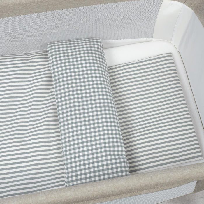 Conjunto de 3 Peças para Berço 90x50cm Walking Mum Vichy/Strips Matcha