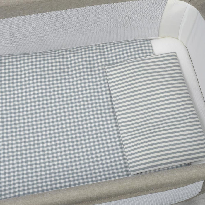 Conjunto de 3 Peças para Berço 90x50cm Walking Mum Vichy/Strips Matcha