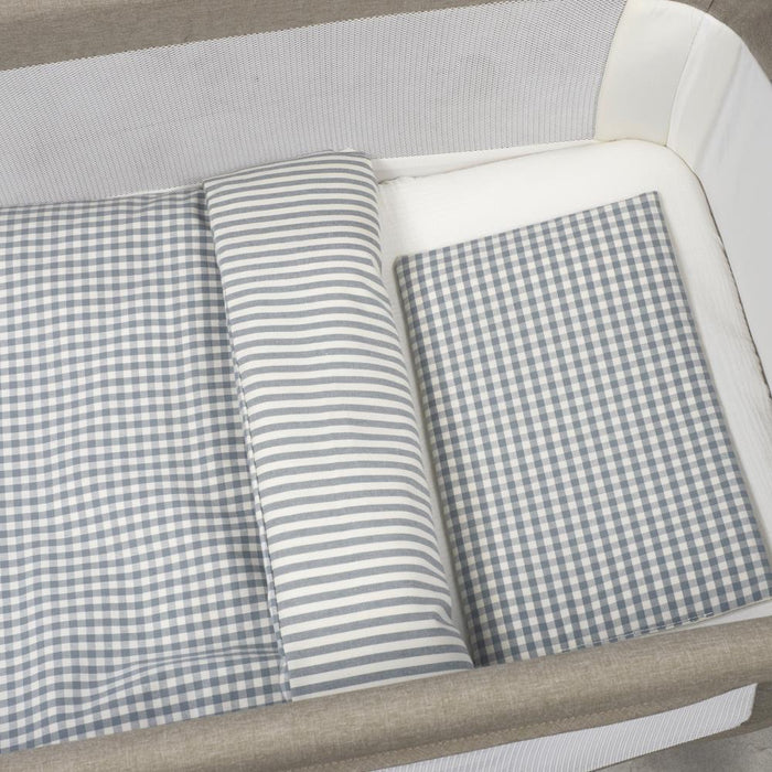 Conjunto de 3 Peças para Berço 90x50cm Walking Mum Vichy/Strips Matcha