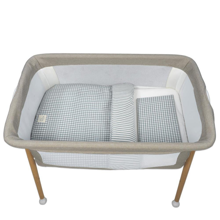 Conjunto de 3 Peças para Berço 90x50cm Walking Mum Vichy/Strips Matcha