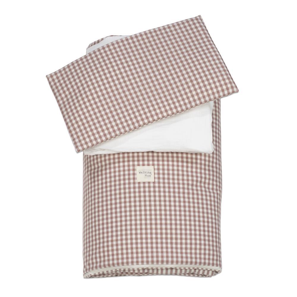 Conjunto de 3 Peças para Berço 120x60cm Walking Mum Vichy/Strips Moka
