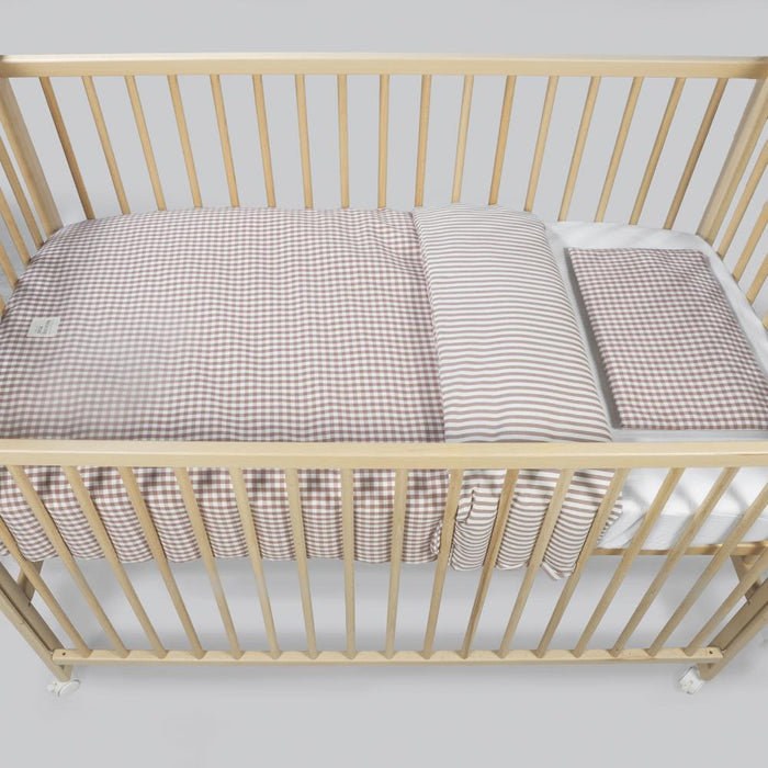 Conjunto de 3 Peças para Berço 120x60cm Walking Mum Vichy/Strips Moka