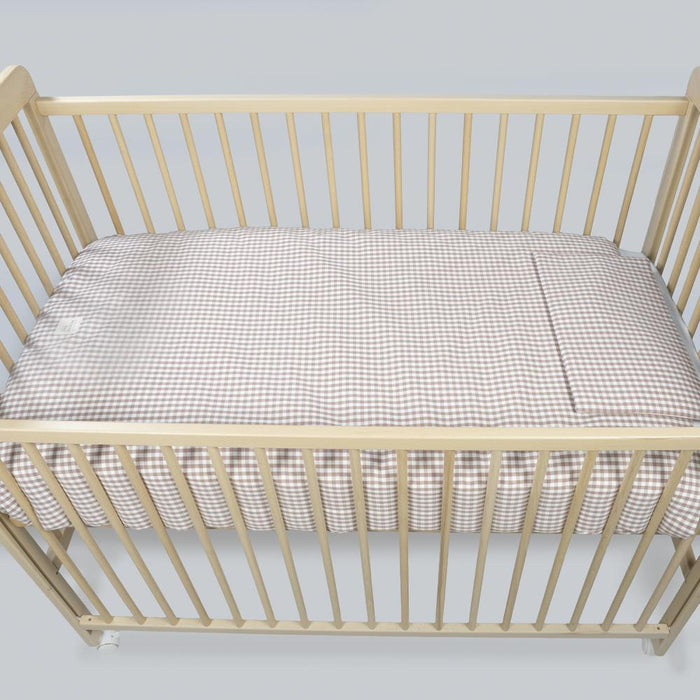 Conjunto de 3 Peças para Berço 120x60cm Walking Mum Vichy/Strips Moka