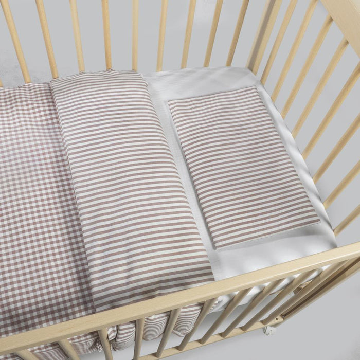 Conjunto de 3 Peças para Berço 120x60cm Walking Mum Vichy/Strips Moka