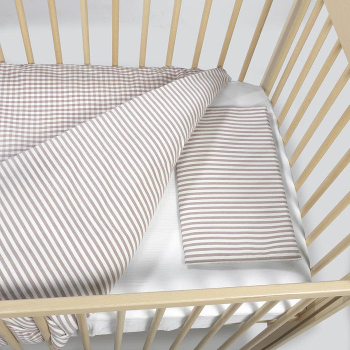 Conjunto de 3 Peças para Berço 120x60cm Walking Mum Vichy/Strips Moka