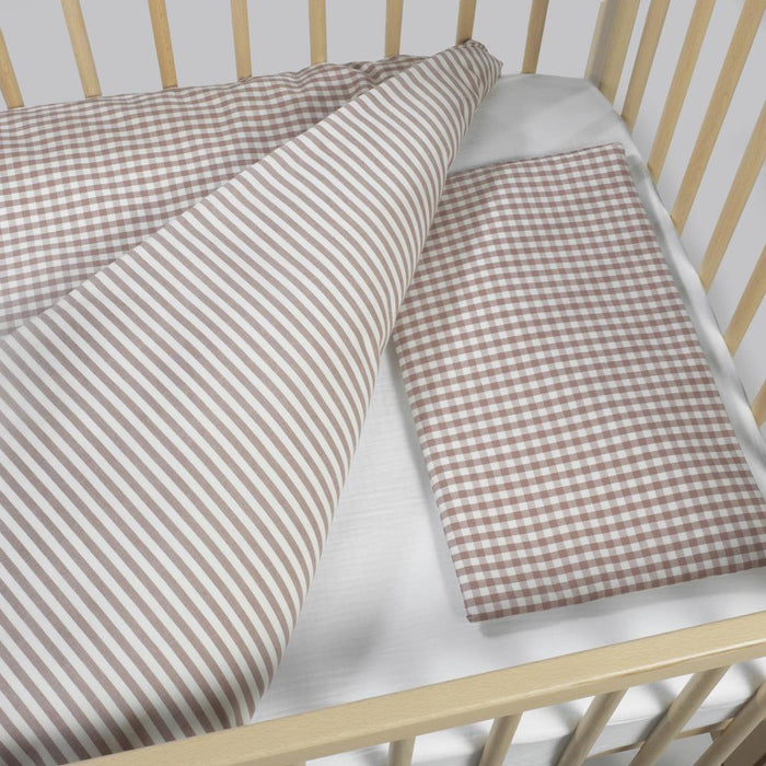Conjunto de 3 Peças para Berço 120x60cm Walking Mum Vichy/Strips Moka