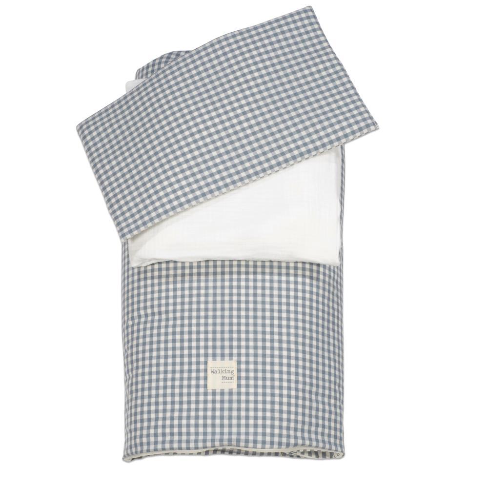 Conjunto de 3 Peças para Berço 120x60cm Walking Mum Vichy/Strips Matcha