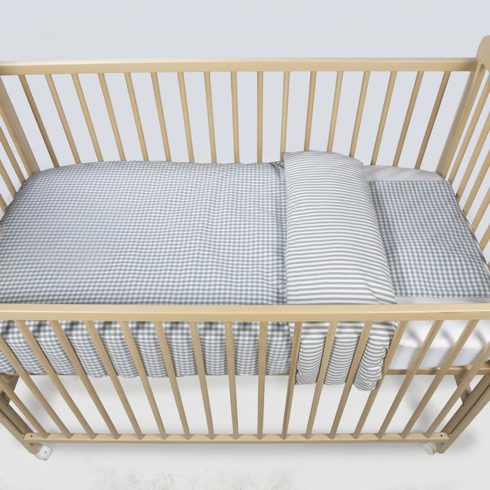 Conjunto de 3 Peças para Berço 120x60cm Walking Mum Vichy/Strips Matcha