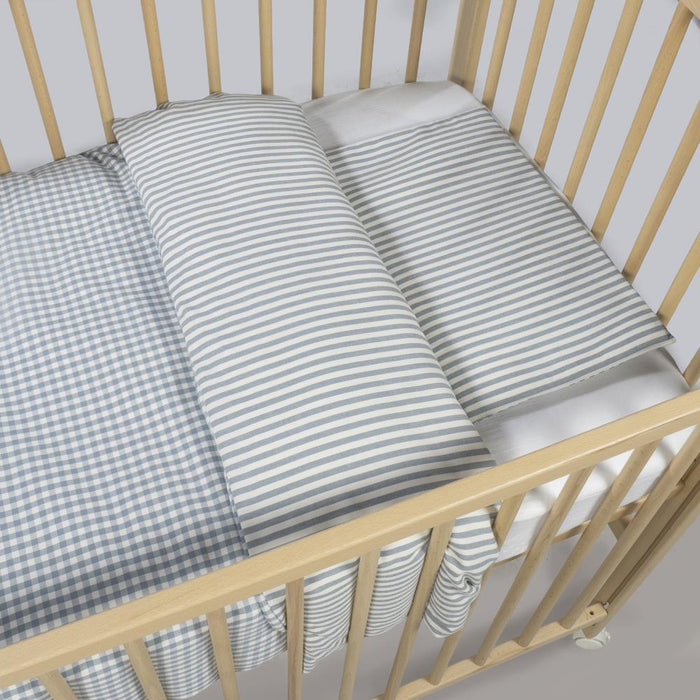 Conjunto de 3 Peças para Berço 120x60cm Walking Mum Vichy/Strips Matcha