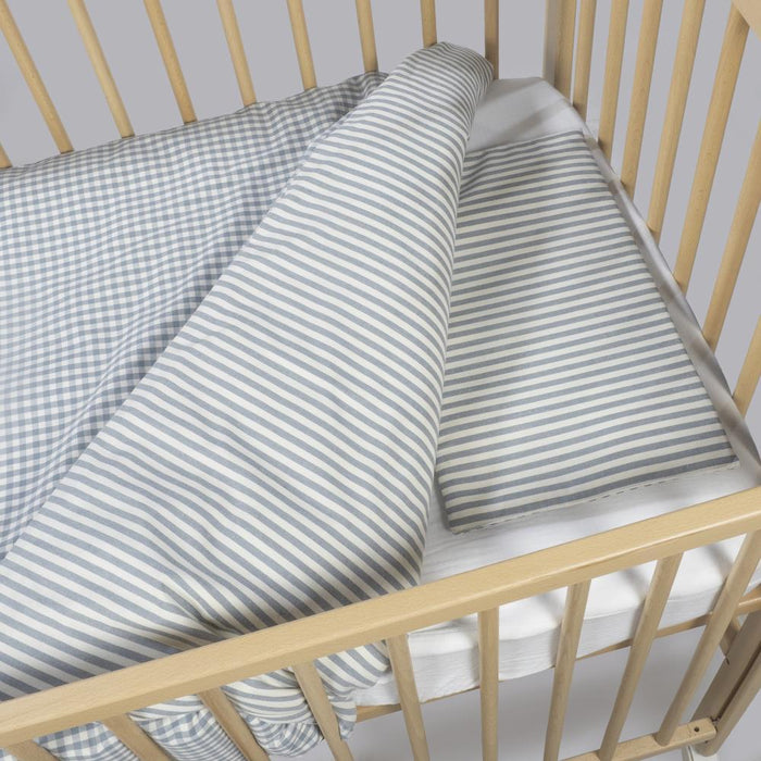 Conjunto de 3 Peças para Berço 120x60cm Walking Mum Vichy/Strips Matcha