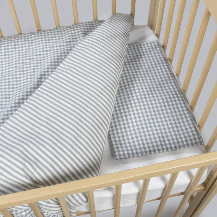 Conjunto de 3 Peças para Berço 120x60cm Walking Mum Vichy/Strips Matcha