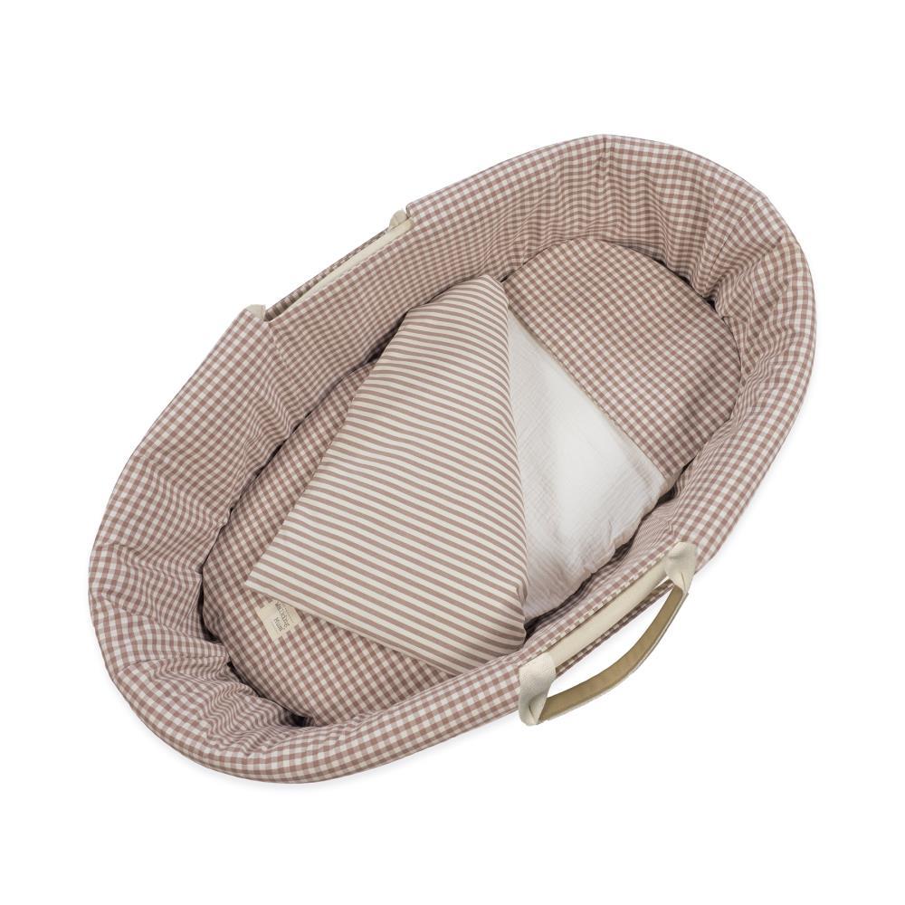 Conjunto de 5 Peças para Alcofa 80x40cm Walking Mum Praliné Vichy/Strips Moka