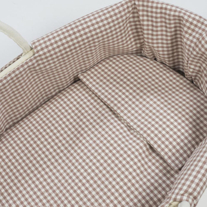 Conjunto de 5 Peças para Alcofa 80x40cm Walking Mum Praliné Vichy/Strips Moka