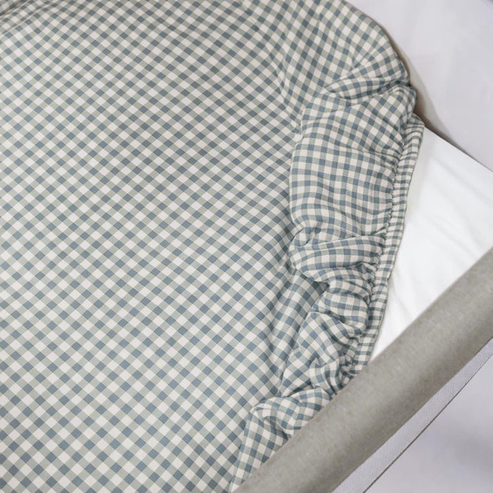 Lençol Ajustável Walking Mum Praliné Vichy Matcha para Berço/Cama 90x50cm