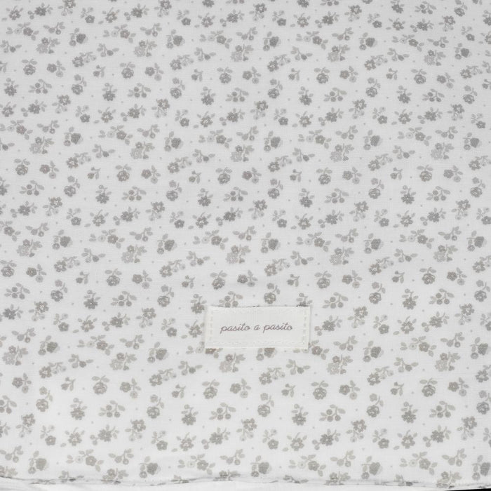 Conjunto de 3 Peças para Berço 90x50cm Pasito a Pasito Little Bloom Flowers Grey