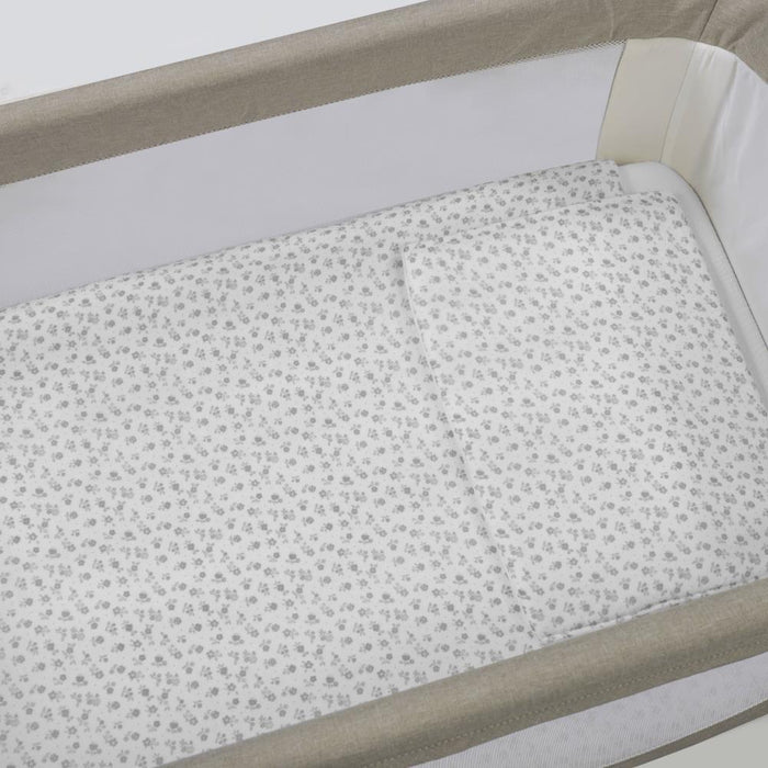 Conjunto de 3 Peças para Berço 90x50cm Pasito a Pasito Little Bloom Flowers Grey
