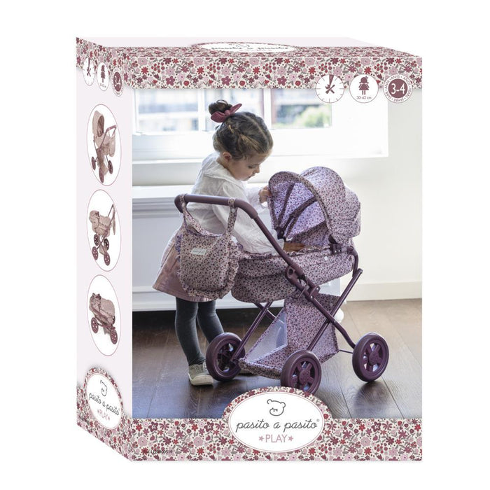 Carrinho para Boneca com Alcofa Pasito a Pasito Cherry Flowers